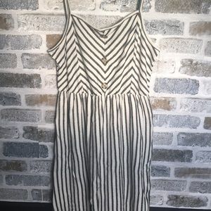 Off White With Gray Striped Dress